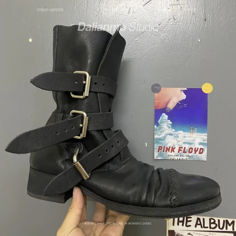 Vintage Fashion Boots - Fashion Men's Genuine Leather Motorcycle Boots