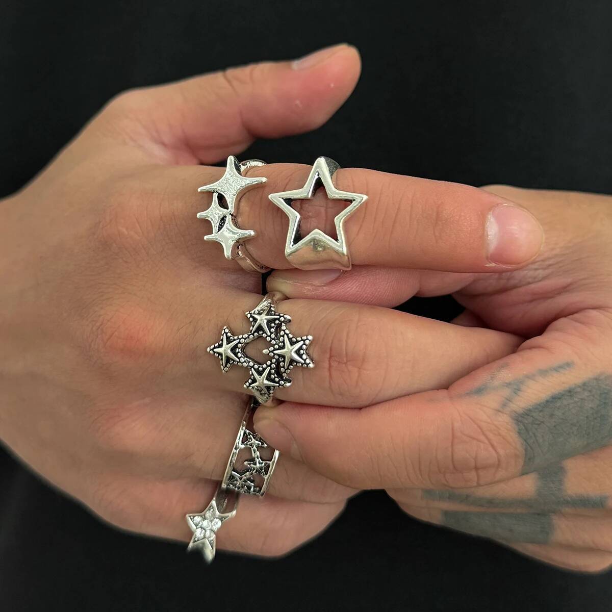 Vintage Fashion Trends 2025 - Salircon 5Pcs/set Goth Ancient Silver Color