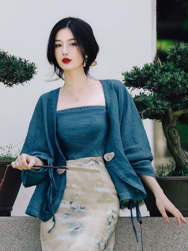 Vintage Fashion In Chinese - plus Size Floral Print Open Cardigan