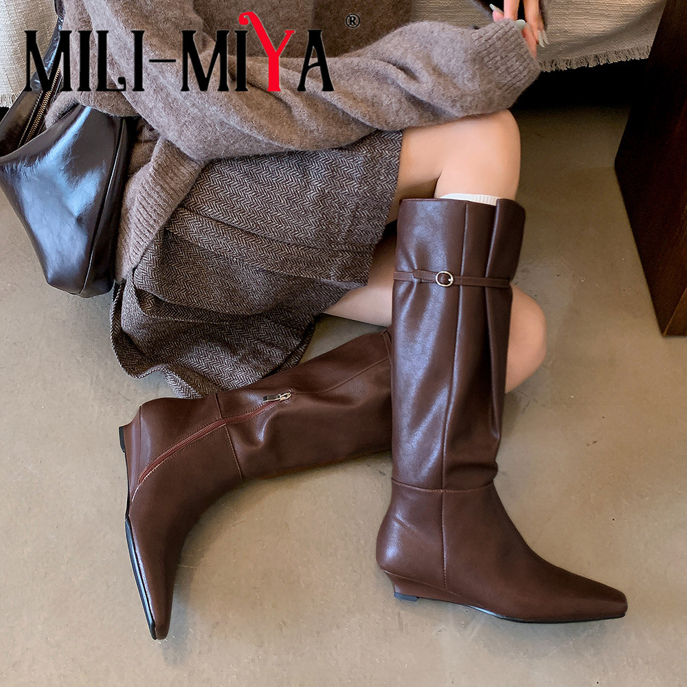 Vintage Fashion Boots - MILI-MIYA New Genuine Leather Fashion Square