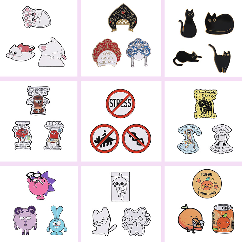 Vintage Fashion Quotes - Mixed Enamel Pins Set Cute Cat