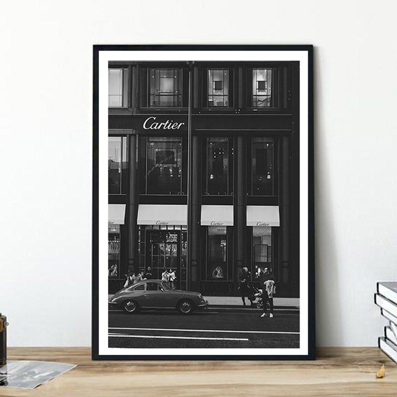Vintage Fashion Posters - European Street Canvas Painting Fashion Black