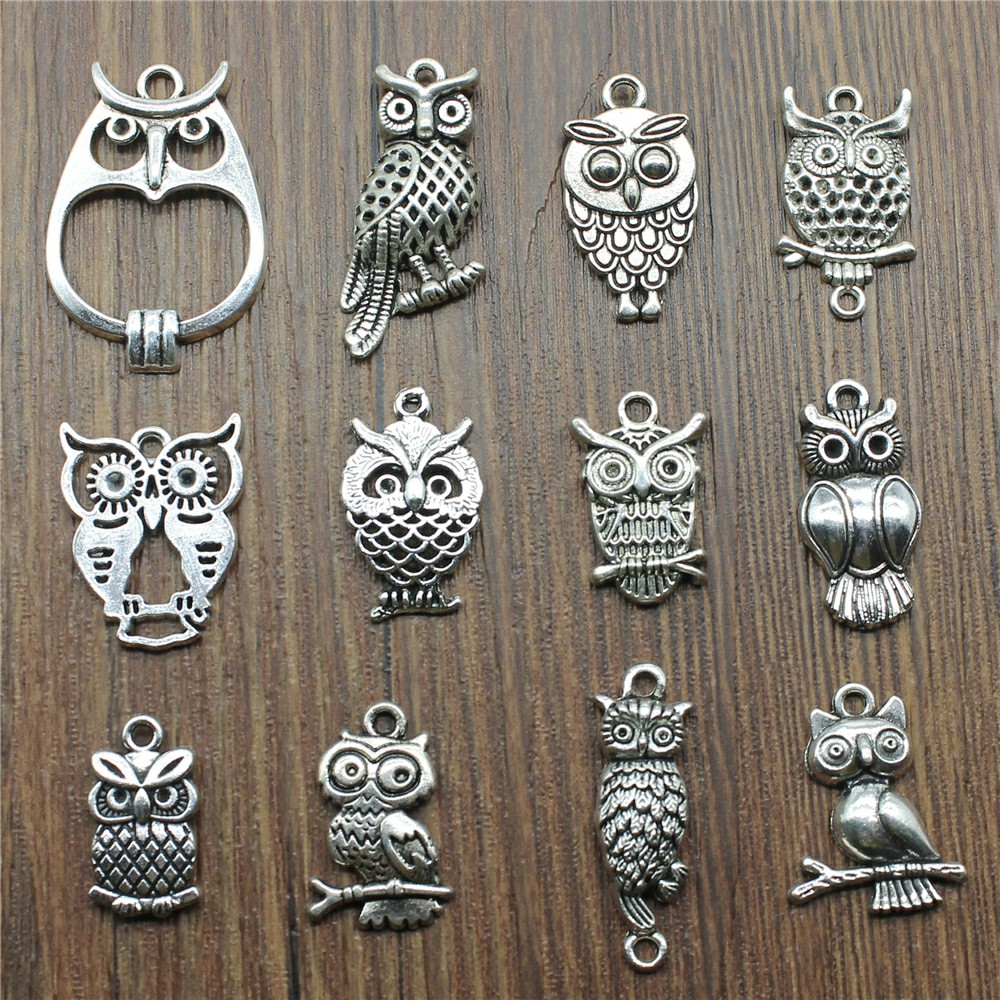 10pcs Charms Owl Antique Silve - Vintage Urban Fashion recension och pris