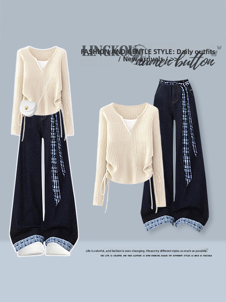 Korean Style High Waist Knitte - Vintage Fashion Jeans recension och pris