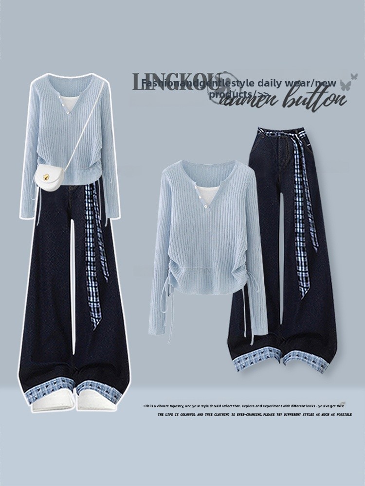 Korean Style High Waist Knitte - Vintage Fashion Jeans recension och pris