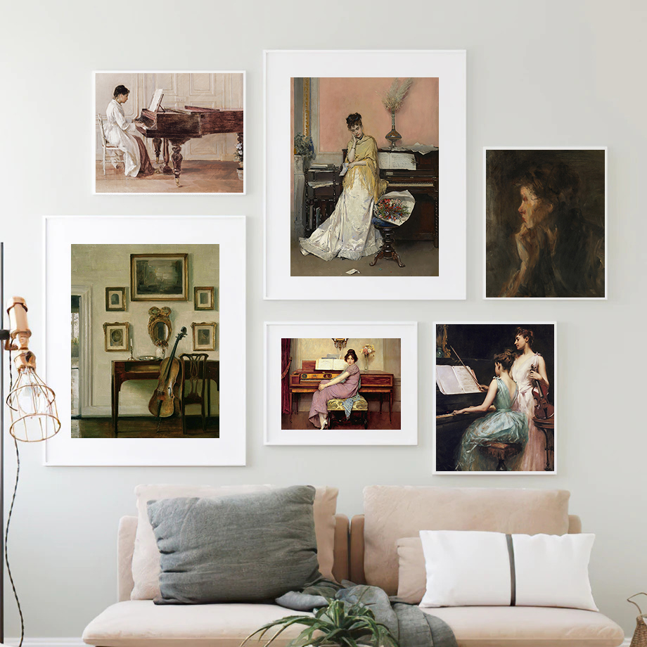 Girl Reading Vintage Oil Paint - Vintage Fashion Posters recension och pris